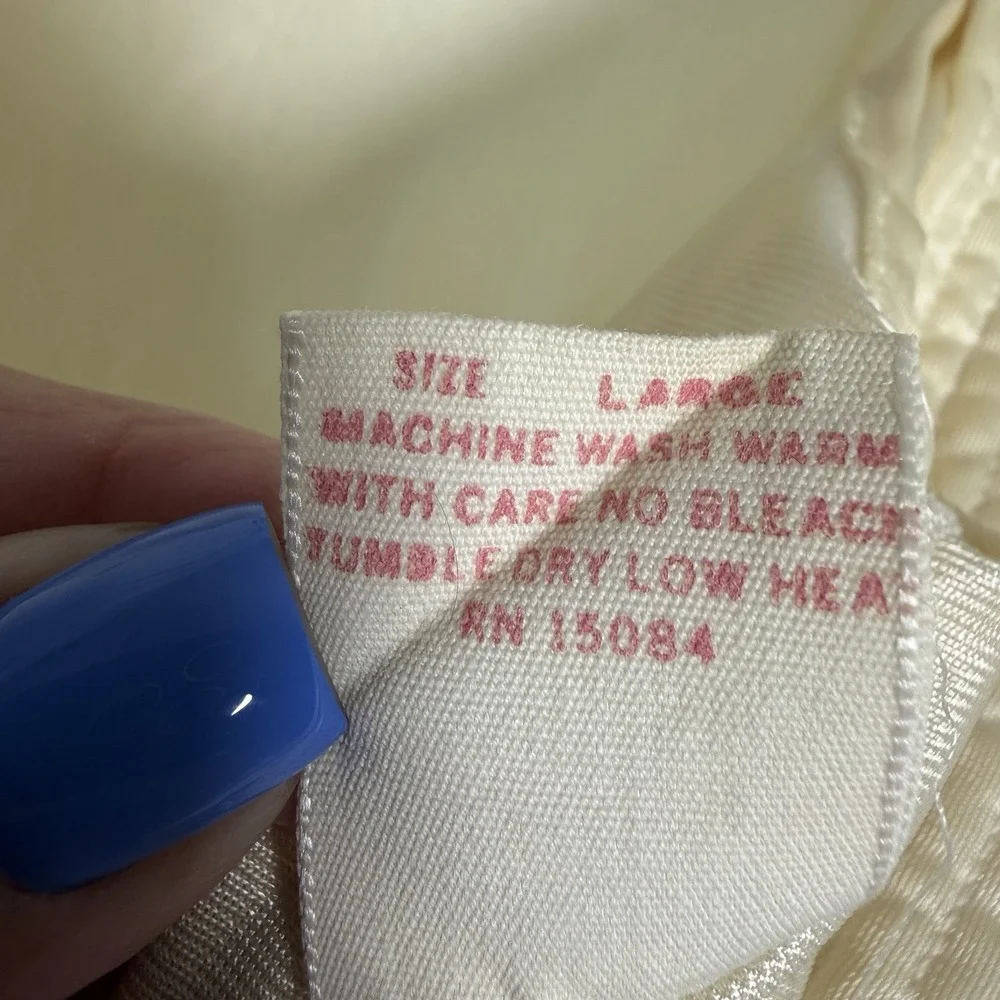 VTG Pembrooke Nightgown Womens L Ivory Nylon Maxi Dress Deep V Neck 70s 80s